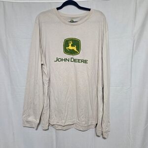 John Deere XXL Cream Green Long Sleeve Shirt Unisex NWOT